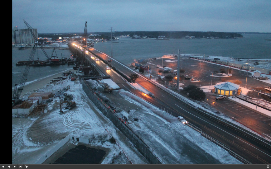 Screen capture of Lesner Bridge construction cam shot at 7am January 2015.