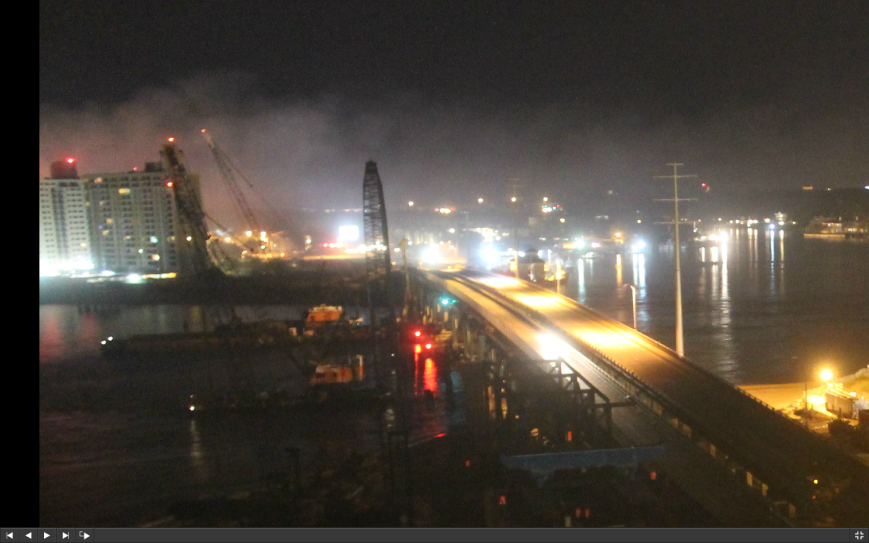 Screenshot from #LESNERBRIDGE construction camera of photo from April 24 2015 1am.
